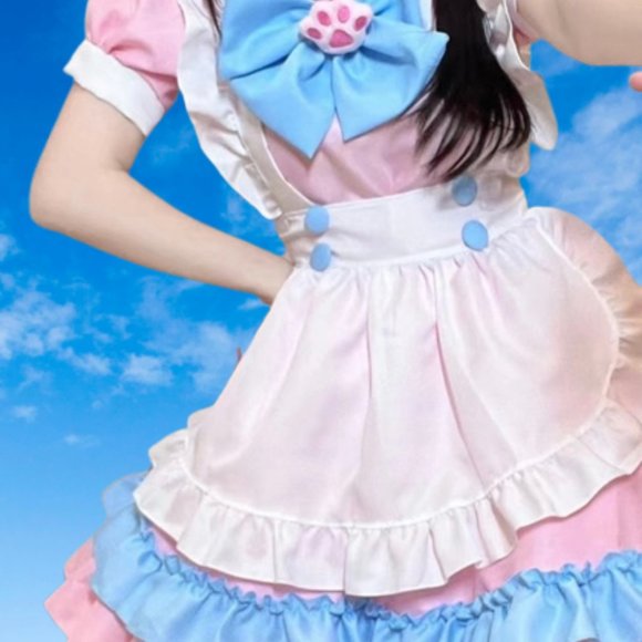 Pink Blue Japanese Style Maid Uniform Cosplay Sexy Christmas Clothes - Picture 7 of 8
